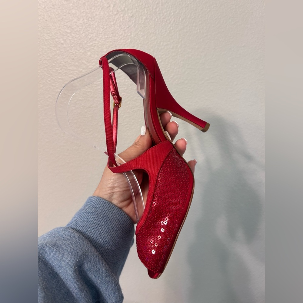 Nina Elegant Red Strappy Heels size 8 1/2 - Picture 6 of 8